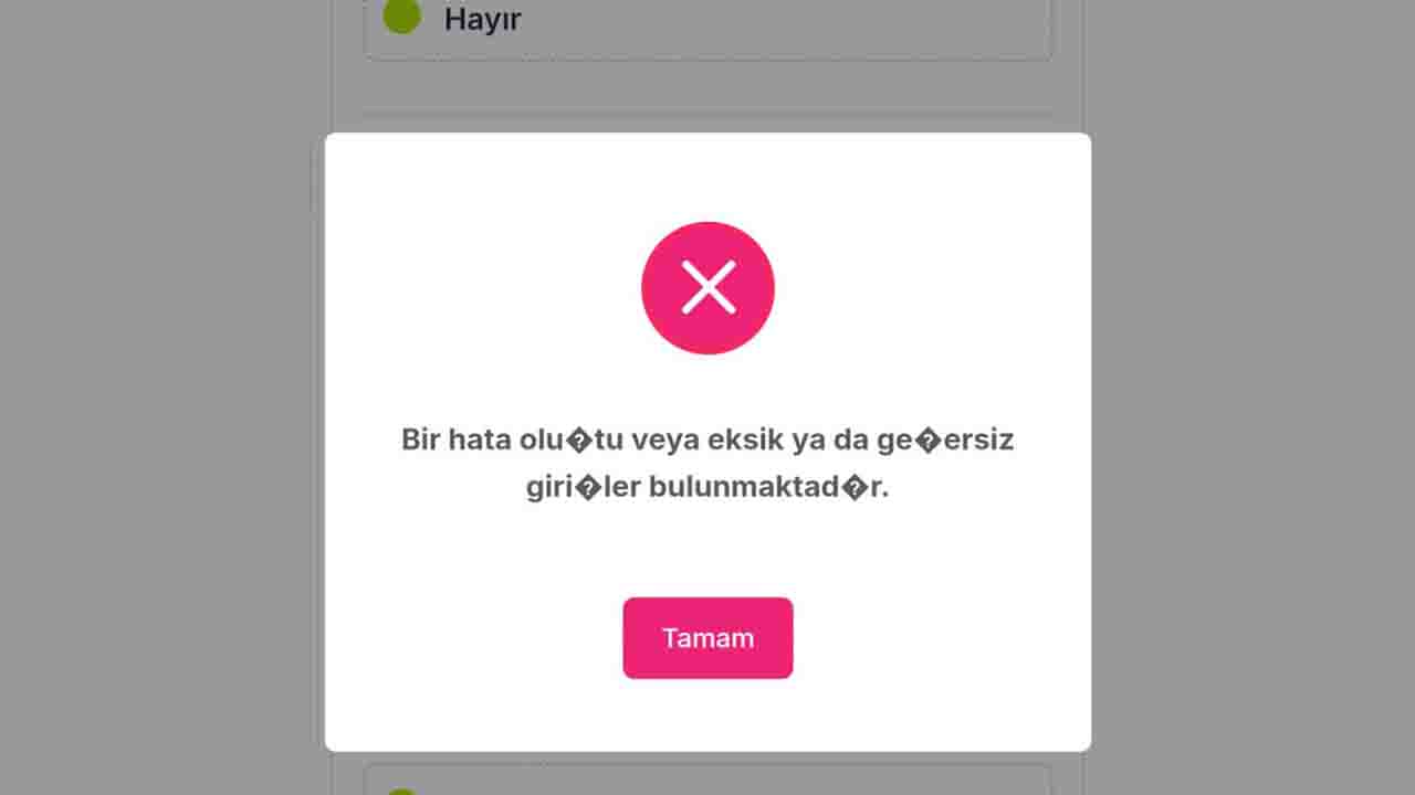 TEV Burs Başvurusu Hata Veriyor